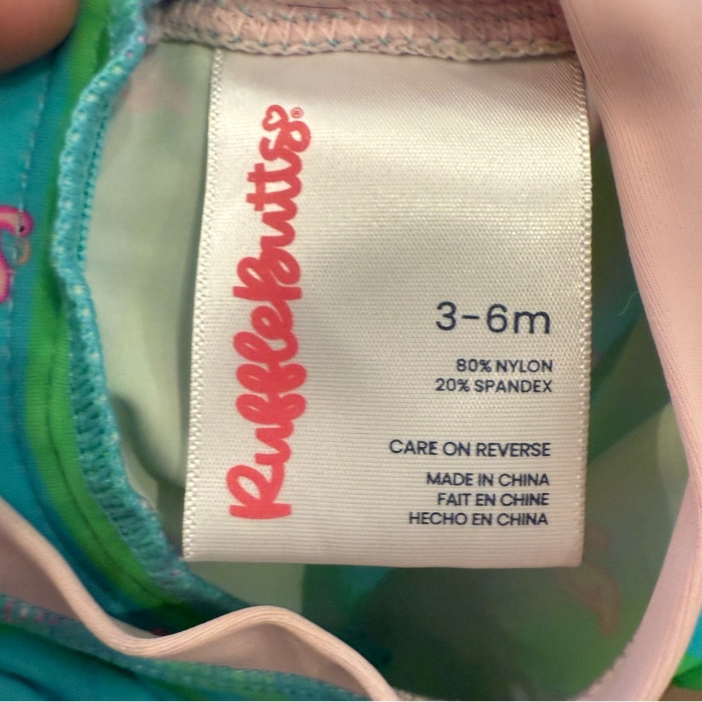 Ruffle Butts Baby Girl Swimsuit One Piece Size 3-6 Months Flamingos Ruffles Girl - Picture 4 of 7